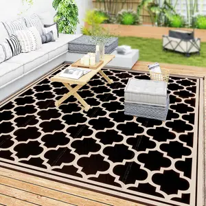 Outsunny Reversible Outdoor Rug, 9' x 12' Waterproof Plastic Straw Floor Mat, Portable RV Camping Carpet, Large Floor Mat for Backyard, Deck, Picnic, Beach