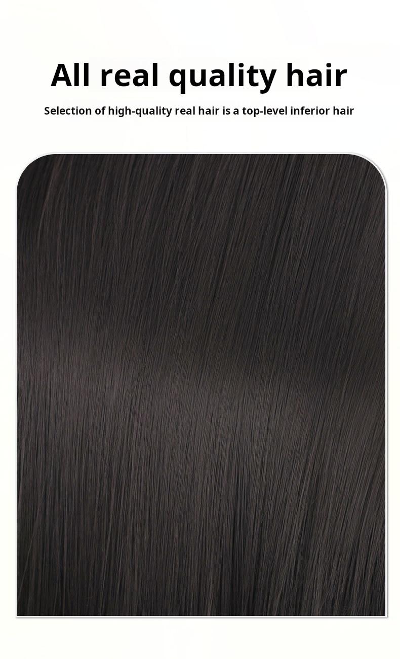 French Air Bangs / Curtain Bangs clip-in hair topper for women  adds volume on top covers gray can part freely natural hairline real bangs Lightweight Breathable Human Hair Topper 250% Density 10-Inch Straight Hair Extension 8*11 Silk Base