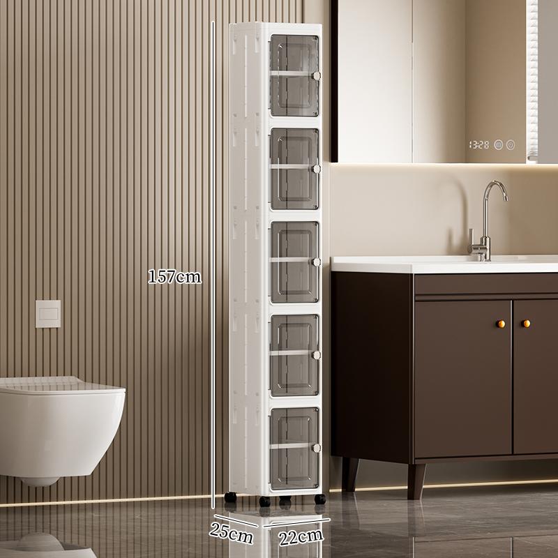 5-Tier Plastic Storage Bins with Lids Stackable Containers with Wheels Folding Boxes Collapsible for Living Room Office Dorm White 157cm