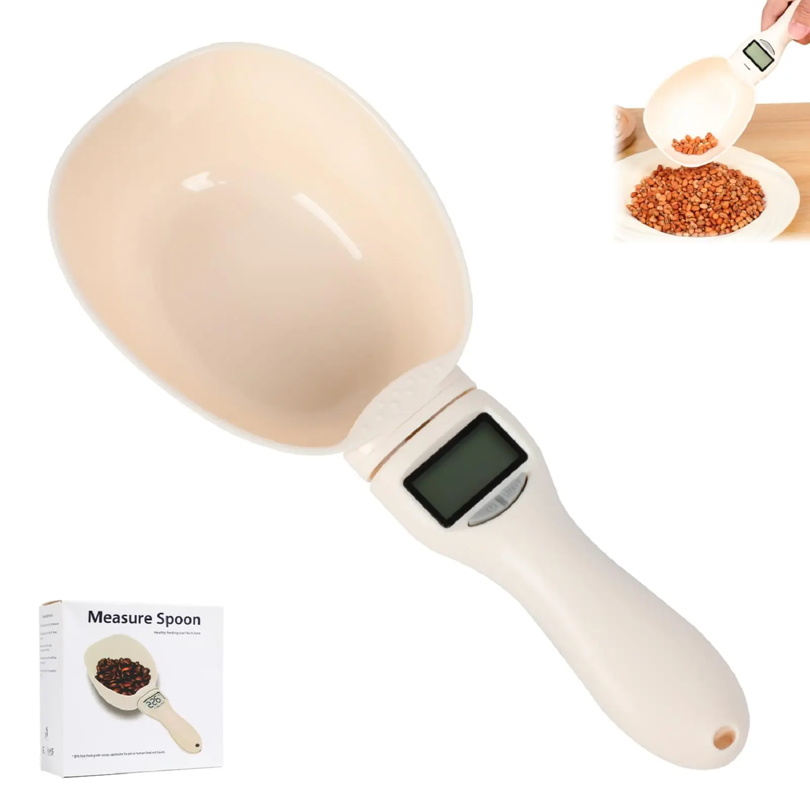 Digital Measuring Spoon Scale - Detachable Spoon, 800g/0.1g High-Precision Electric Kitchen Tool, LED Display, Compact, Automatic Shut-Off, 5 Unit Options for Baking, Meal Prep, Kitchen Scale