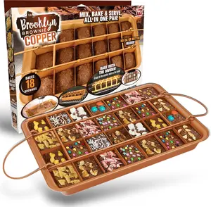 XL Brownie Pan with Dividers Nonstick Baking Pan for All Edge Brownies with Removable Divider, 2 in 1 Cake Pan + Brownie Baking Tray with 24 Pre-Cut Molds, Non-Toxic Oven/Dishwasher Safe Non-Stick Springform Cake Mold Set