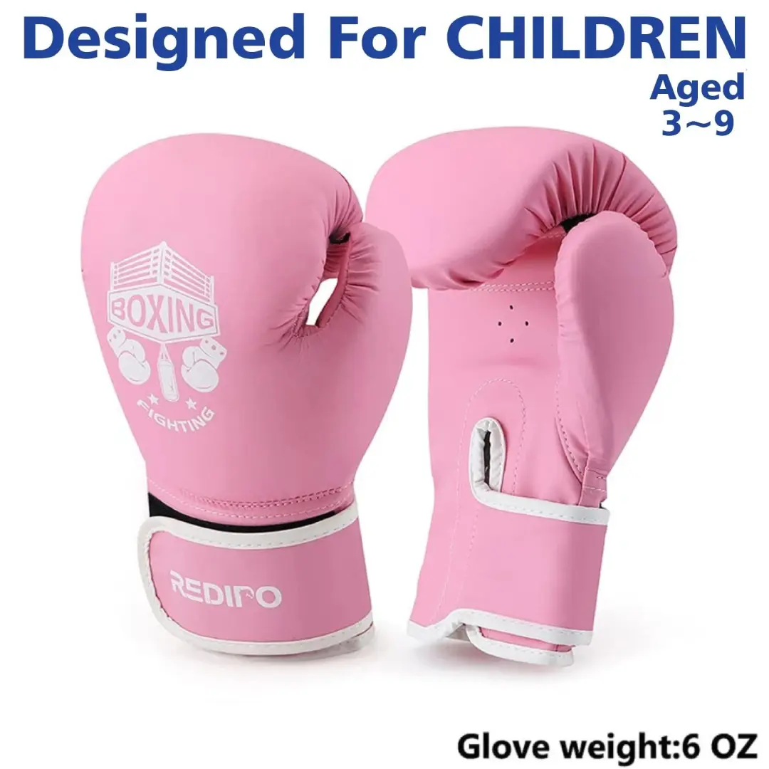 Kids Pink Boxing Gloves, Sponge Foam Training Sparring Gloves Thai Kick Boxing for Kid and Youth, Suitable for Boys and Girls Age 3 to 9 Years / 6 oz