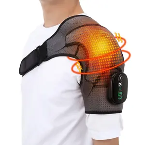 Cordless Portable Shoulder Heating Pad & Massager, Heating Vibration Shoulder Wrap, Shoulder Brace for Pain Relief, Rotator Cuff Support for Men & Women, Black