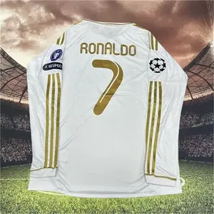 2011 2012 Home Retro No.7 Ronaldo Gold Long Sleeved Soccer jersey