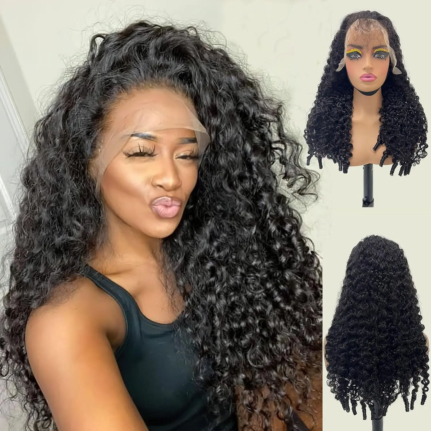 Burmese Curly 13x6 HD Lace Closure Pre Plucked Curly Closure HD Lace with Baby Hair HD Lace Closure Human Hair Free Part Natural Color Black 20 Inch, Glueless Closure