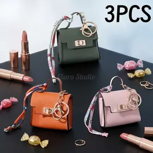 3PCS Mini Bag Charm Set: Earphone Pouch + Key Pouch, PVC Waterproof Material, Perfect For Travel, Outdoor Activities and Daily Storage.