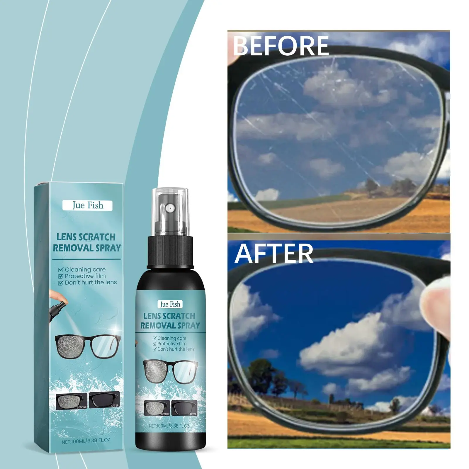 Eyeglass Lens Cleaner Spray, Glasses Cleaning Solution for Smudges, Oil Stains, Dust, Nose Pads, Frames, Sunglasses, Reading Glasses, Blue Light Glasses, Lens Care, Clarity Care, Anti Fog Cloth Use and Daily Optical Cleaning Supplies
