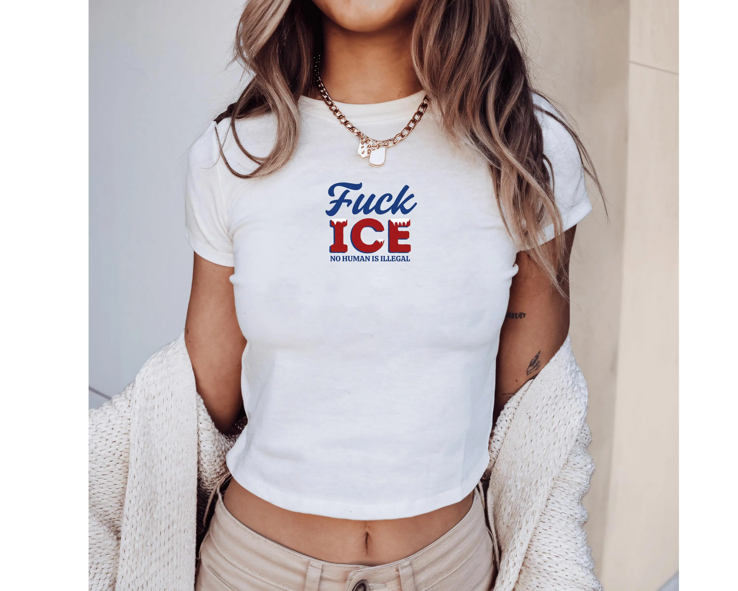 [Sale Up To 50%] Fuck Ice Y2K Baby Tee, Anti-ICE Protest Shirt, FDT Social Justice Top, Anti Trump Baby Tee, Abolish Ice Shirt