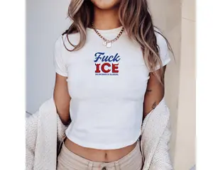 [Sale Up To 50%] Fuck Ice Y2K Baby Tee, Anti-ICE Protest Shirt, FDT Social Justice Top, Anti Trump Baby Tee, Abolish Ice Shirt
