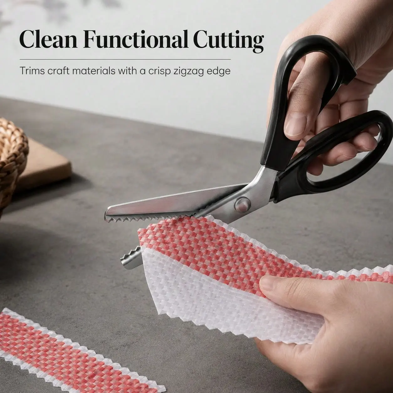 Pinking Shears Zig-Zag Fabric Scissors, Professional Wave Edge Sewing Shears For DIY Crafting, Cloth Cutting, Decorative Trim, Tailor Scissors For Home Tailoring & Quilting Projects