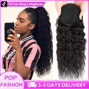 Wigfever Water Wave Wrap-around Upgraded Drawstring Fluffy Ponytail Extension 100% Human Hair #Spring Glow-Up SpringStatements