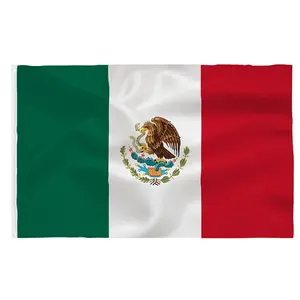 Mexico Single-Sided Flag 3x5 Foot- Mexican National Flags Indoor/Outdoor Quality Polyester with Vivid Color Brass Grommets Decorations