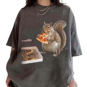Squirrel, Otter Eating Pizza Vintage 90s Comfort Colors, Retro Trash Dog Pizza Lovers Gift Shirt, Womenswear Top Underwear Streetwear