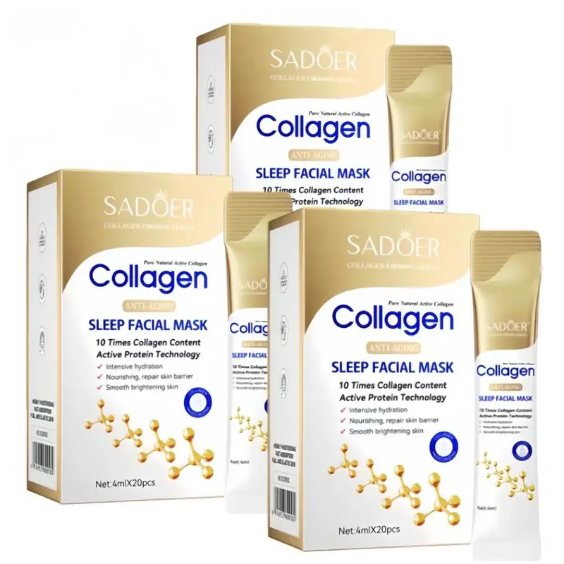 【20PCS】Gel Sleep Facial Mask, 10x Collagen Boost, Active Protein Boosts Repair, Unisex Use, Supports Skin Routine, Helps Revive Dull Tired-Looking Skin, Adults' Night Routine - Barrier Repair Skincare