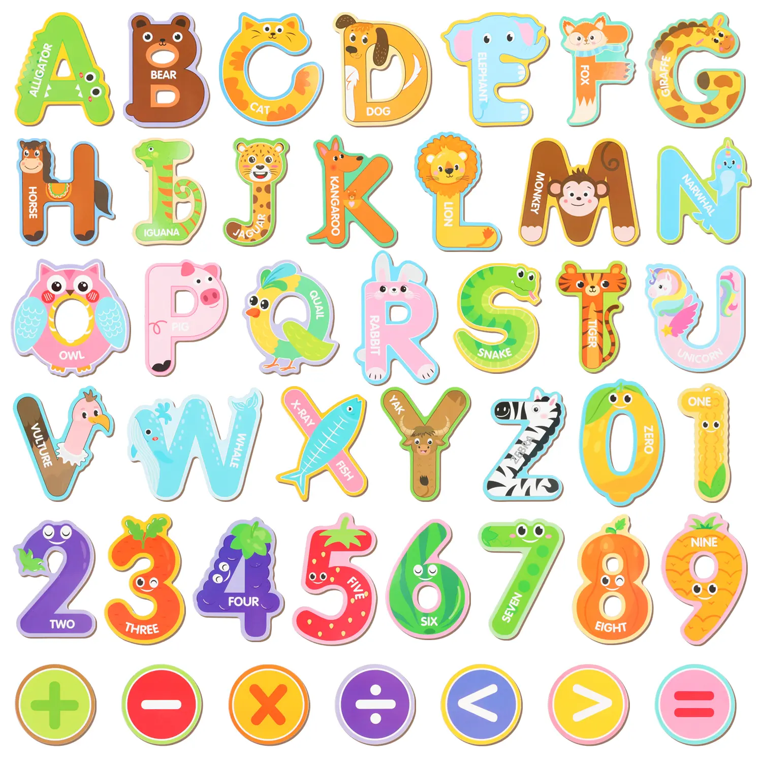 Large Wooden Thick Animal Alphabet & Number Fridge Magnets, Cute Decorative ABC Learning Toys, Educational Spelling Game for Toddlers Age 3-5, Decor