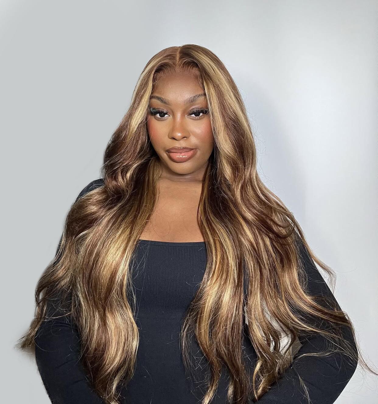 Hot Star P4/27 Highlight Color 13X6 HD Transparent Lace Front Colorful wigs Body Wave and Straight Wigs Human Hair Pre Plucked With Baby Hair