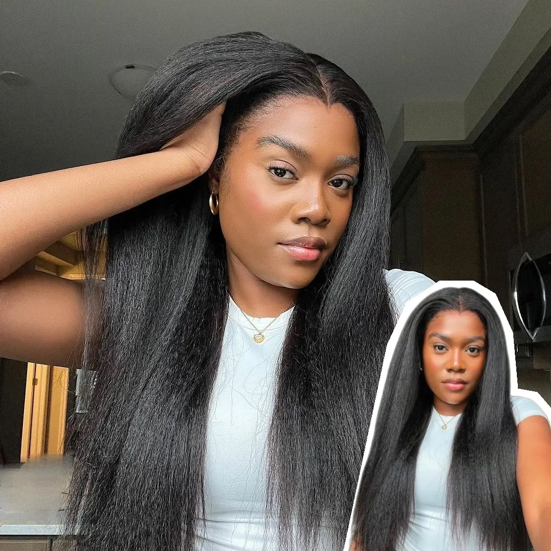 Alipearl Light Yaki Straight 200%density Glueless 13x6 Lace Frontal Wig Ready to Go M Shaped Hairline Human Hair