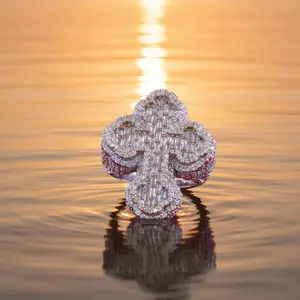 King of Bling's New White 925 Sterling Silver 6.00ct VVS D Moissanite Rings Size 10 Cross Men's