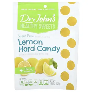 Dr. John's Healthy Sweets Lemon Hard Candy, + Fiber & Vitamin C, Sugar Free, 3.85 oz (109 g)