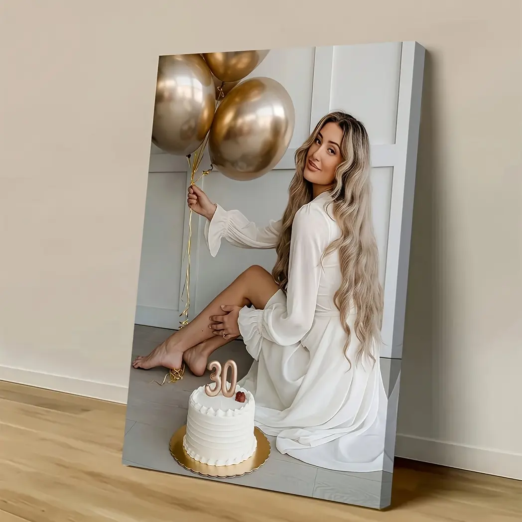 [Custom Photo Framed Canvas] 2D Flat, 1pc Custom Photo Framed Canvas Wall Art - Personalized Picture  Suitable for Weddings, Birthdays, Graduation Gifts, Photo Backsplash for Decor, Adhesive framed Panel for / Use, Upload Y, Father's Day, Independence Day