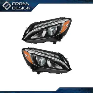 CROSSDESIGN LED Headlight Left & Right Side Fit For 2015-18 Mercedes Benz C300 W205 C-Class