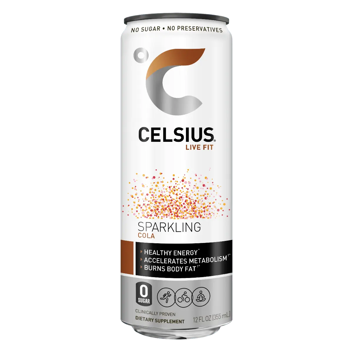 CELSIUS Sparkling COLA Fitness Drink, ZERO Sugar, 12oz Slim Can (Pack of 12)