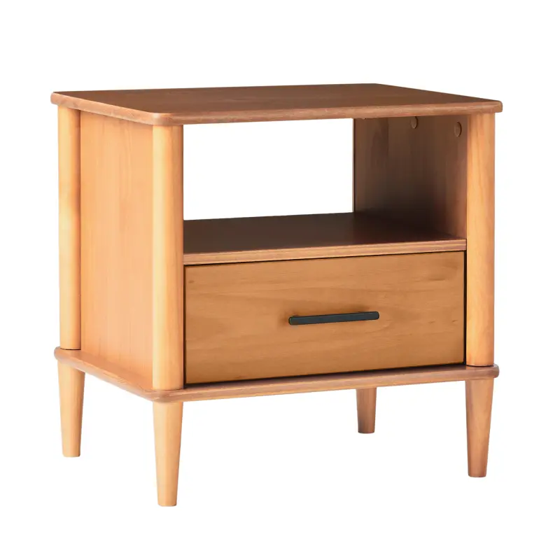 Transitional Solid Wood Spindle Nightstand Caramel