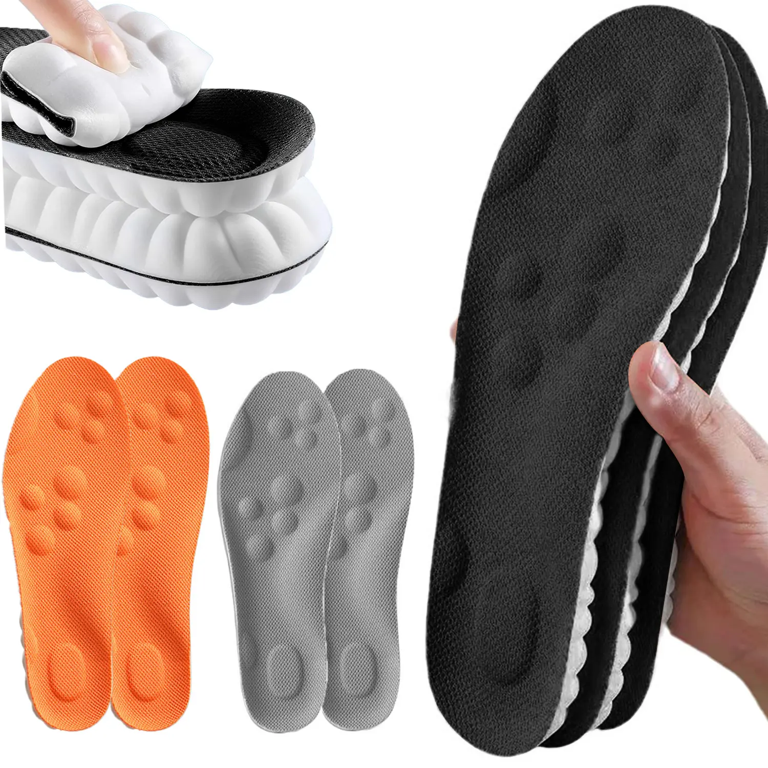 6Pairs 4D Insoles - 4D Cloud Technology Insole - Super Soft Comfortable Shock Absorbing Lightweight Cushioned Soles Sports Insoles