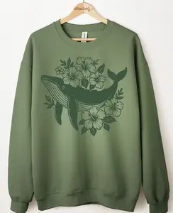Floral Whale Color On Color Graphic Top