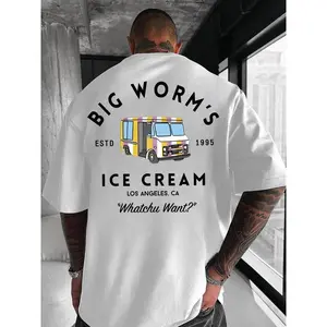 Worm's Ice Cream Unisex Cotton T-Shirt Retro Truck Graphic 'Whatchu Want?' Quote Fun LA Streetwear Crewneck Breathable Soft Comfy Fitted Menswear