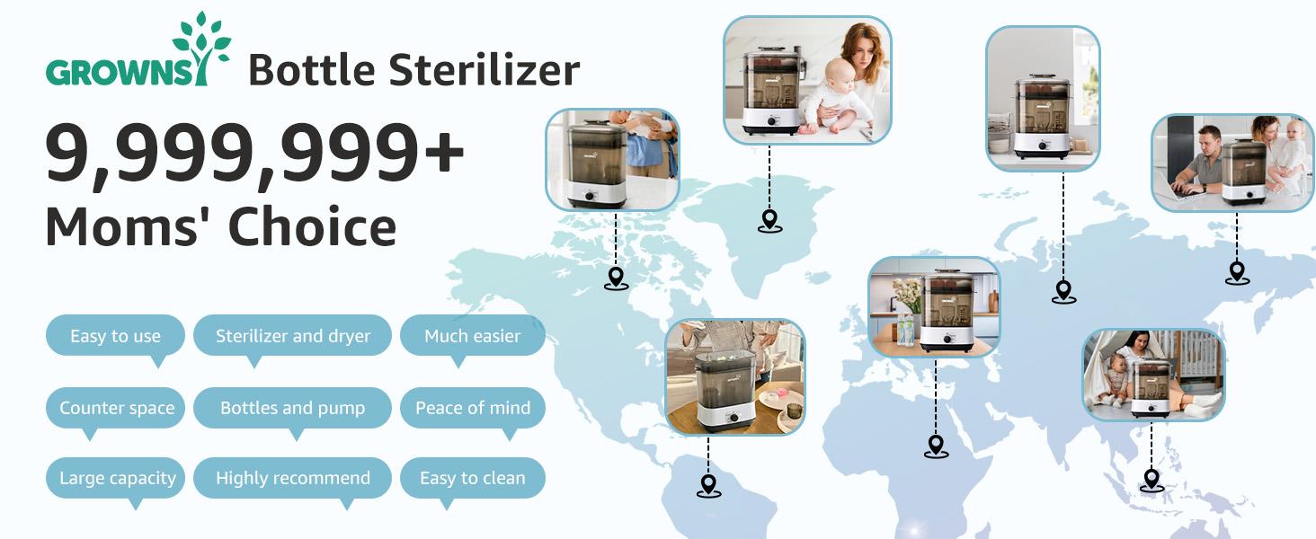 GROWNSY Bottle Sterilizer and Dryer, Electric Steam Baby Bottle Sterilizer, Bottle Sanitizer for Baby Bottles & Pacifiers, Breast Pump Parts GROWNSY Bottle Sterilizer and Dryer, Electric Steam Baby Bottle Sterilizer, Bottle Sanitizer for Baby Bottles & Pacifiers, Breast Pump Parts