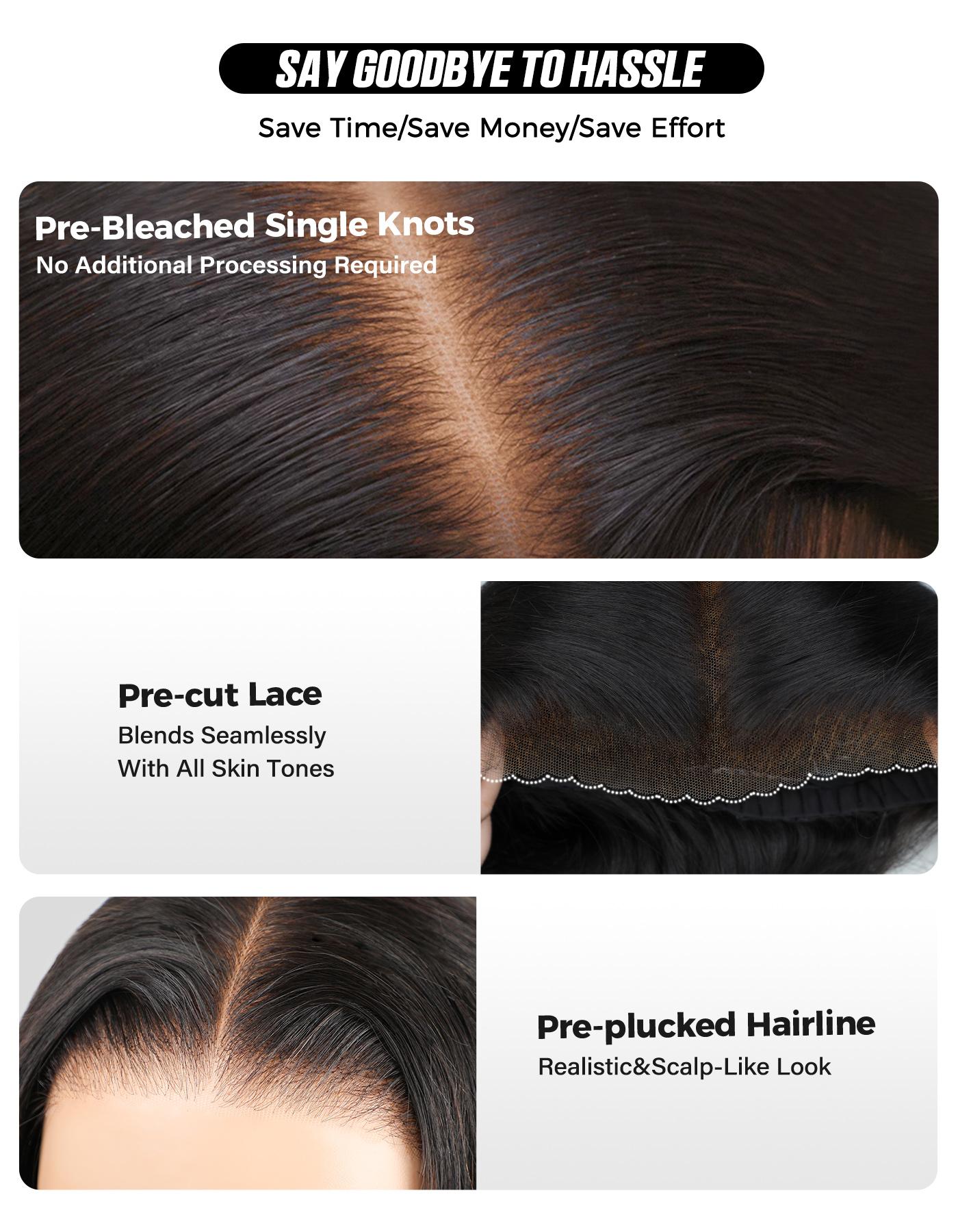 OQ HAIR 7x5 Water Wave Glueless Wig Honey Blonde Light Highlight Color Wigs Pre-cut Pre-plucked Bleached Tiny Knots Beginner Friendly