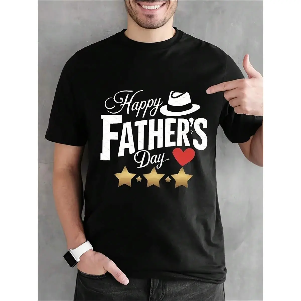 Men Father'S Day Cotton T-Shirt 2026 Comfortable Cotton Men Round Neck Short Sleeves T-Shirt Casual Crew Neck Short Sleeve Tee Breathable Cotton Fabric Slight Stretch Summer Fashion Top Regular Fit Summer T-Shirt