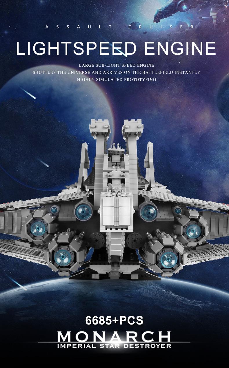 Mould King 21005 Star Spaceship Republic Attack Cruiser Building Block Toy UCS MOC Collection 6685 Pcs Replica Rocket Model Kit Model Aircraft