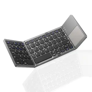 Foldable Bluetooth Keyboard with Touchpad, Portable Wireless Keyboard, USB-C RechargeableSize, Ultra Slim Pocket Folding Keyboards for Android Windows PC iOS Tablet Laptop