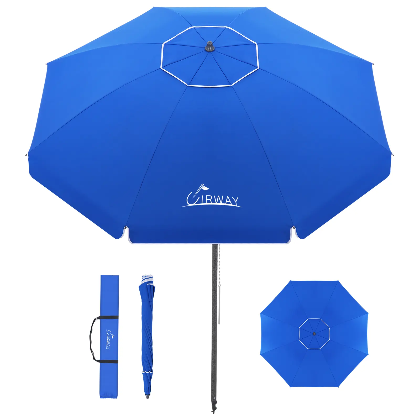 UIRWAY 8.5 FT Beach Umbrella, UPF 50+ Outdoor Sun Shade with Sand Anchor & Tilt, Portable Heavy Duty Umbrella with Carry Bag for Beach, Patio, Pool, Backyard, Garden, Camping & Fishing,home decor,camping essentials