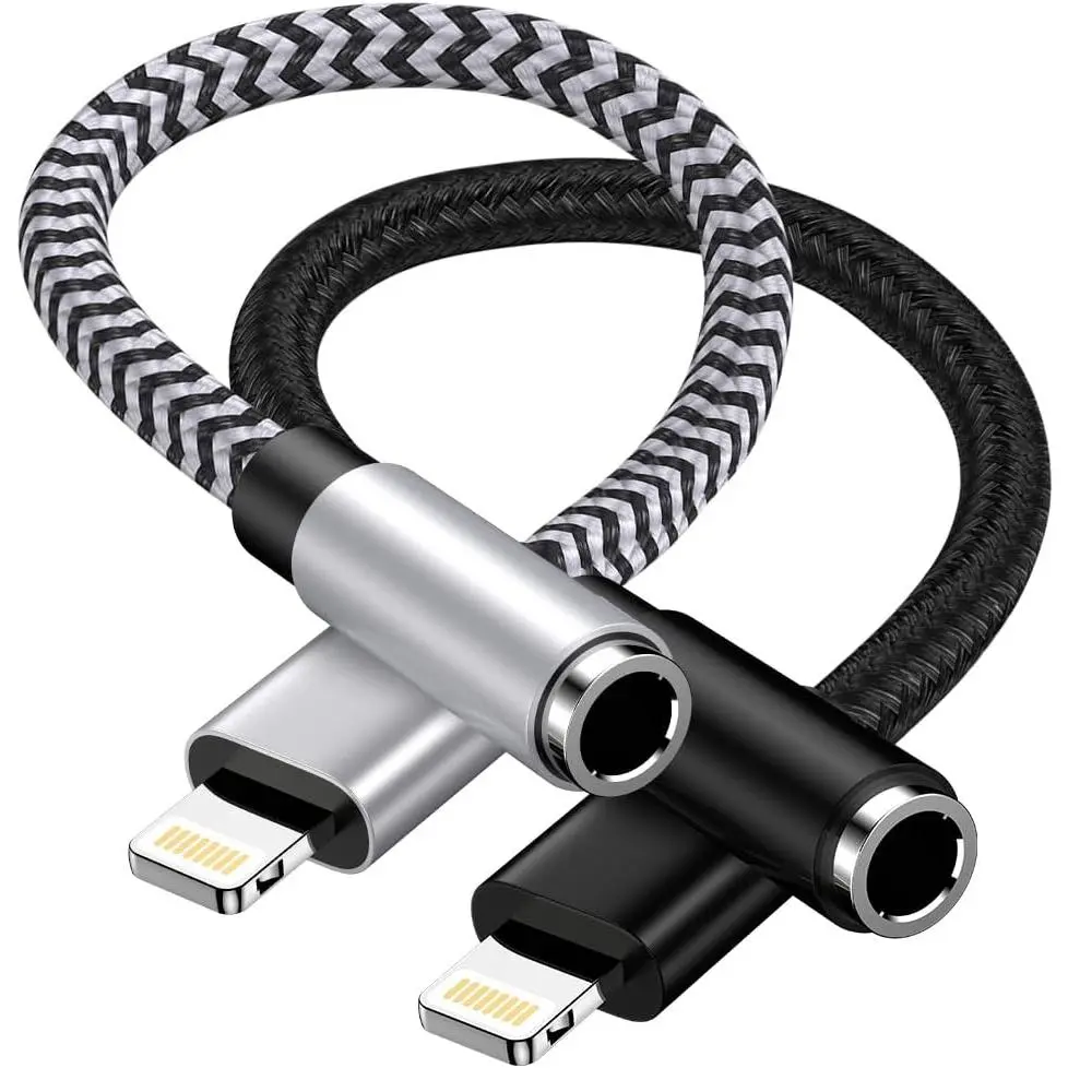 2Pack iPhone Headphone Adapter, [ MFi Certified] Lightning to 3.5mm Headphone/Earphone Audio Aux Jack Adapter iPhone Aux Adapter Dongle for iPhone 14 13 12 11 Pro Max Plus Mini XR XS 8 iPad iPod