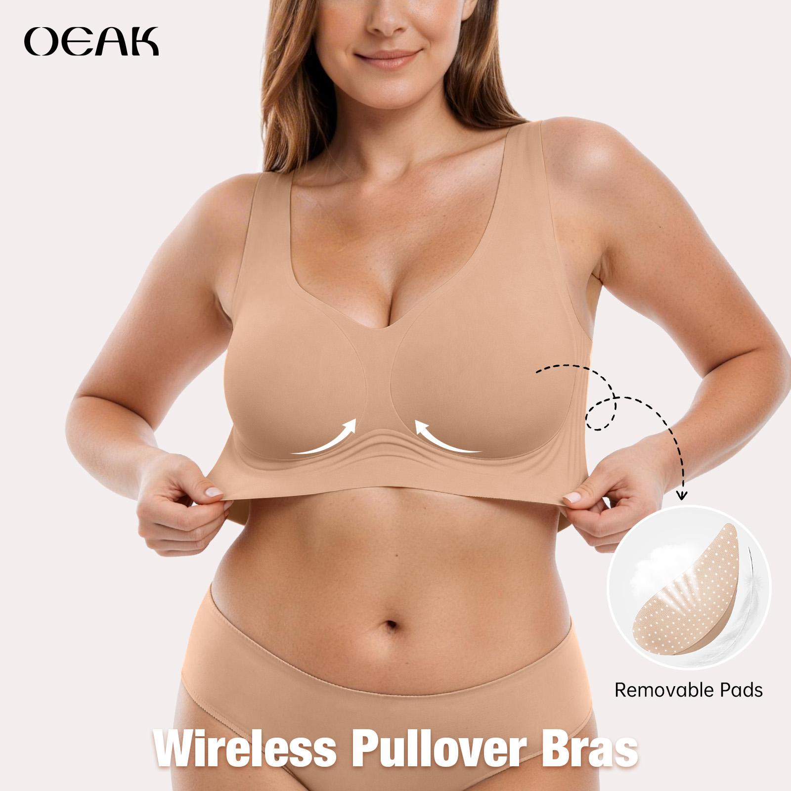 OEAK Women Comfortable Pullover Bra No Underwire Jelly Bras Seamless Full Coverage Supportive Bralette Everyday Sports Tshirt Bra
