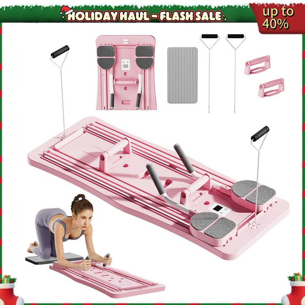 Foldable Pilates Reformer Board 4 in 1 Multi-Functional Sliding Board for Full Body Home Fitness Training with Versatile Exercises and Space-Saving Design