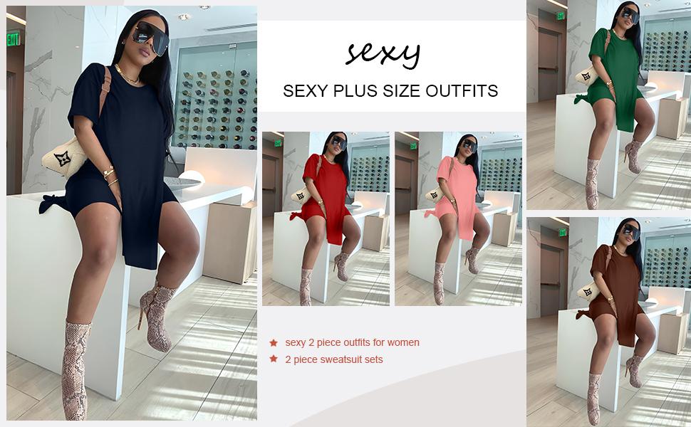 Women's 2 Piece Outfits Plus Size Lounge Sets Spring Summer Beach Vacation Clothes Comfort Cute Sweet Top And Short Pants Womenswear