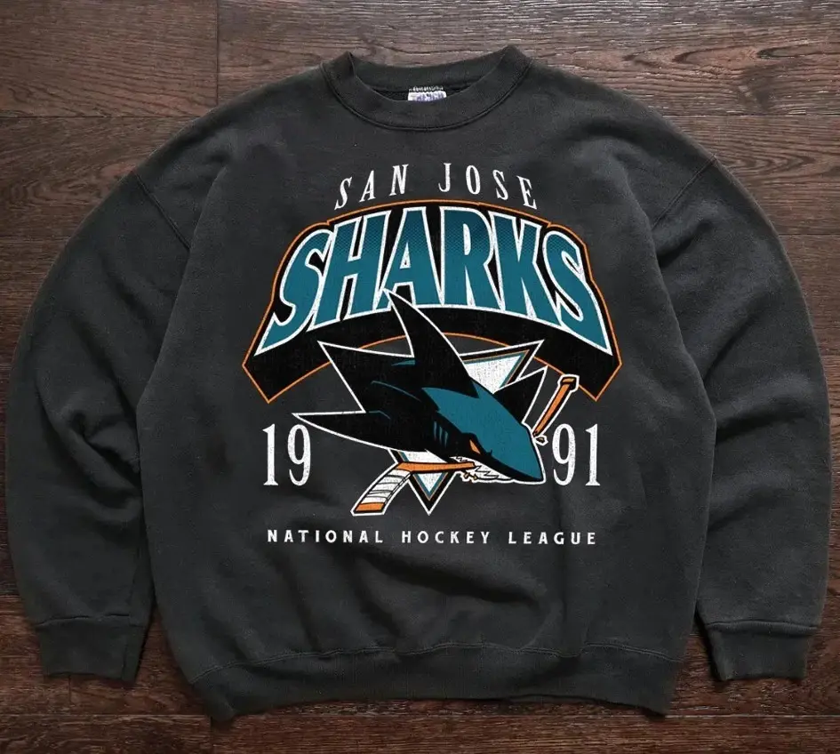 [Sale Up To 30%] + [Free Ship]Vintage SAN JOSE Hockey Crewneck Sweatshirt,  Ice Hockey Fans Shirt, San Josse Graphic Sweatshirt