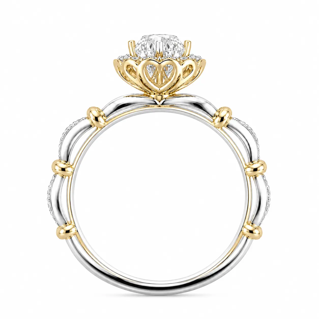 (Flower) 925 Sterling Silver Flower Single Stone Round Moissanite Ring-s925 sterling silver, sterling silver ring, moissanite ring, moissanite engagement ring, engagement ring, elegant ring, jewelry ring, solitaire ring, bridal ring, anniversary ring