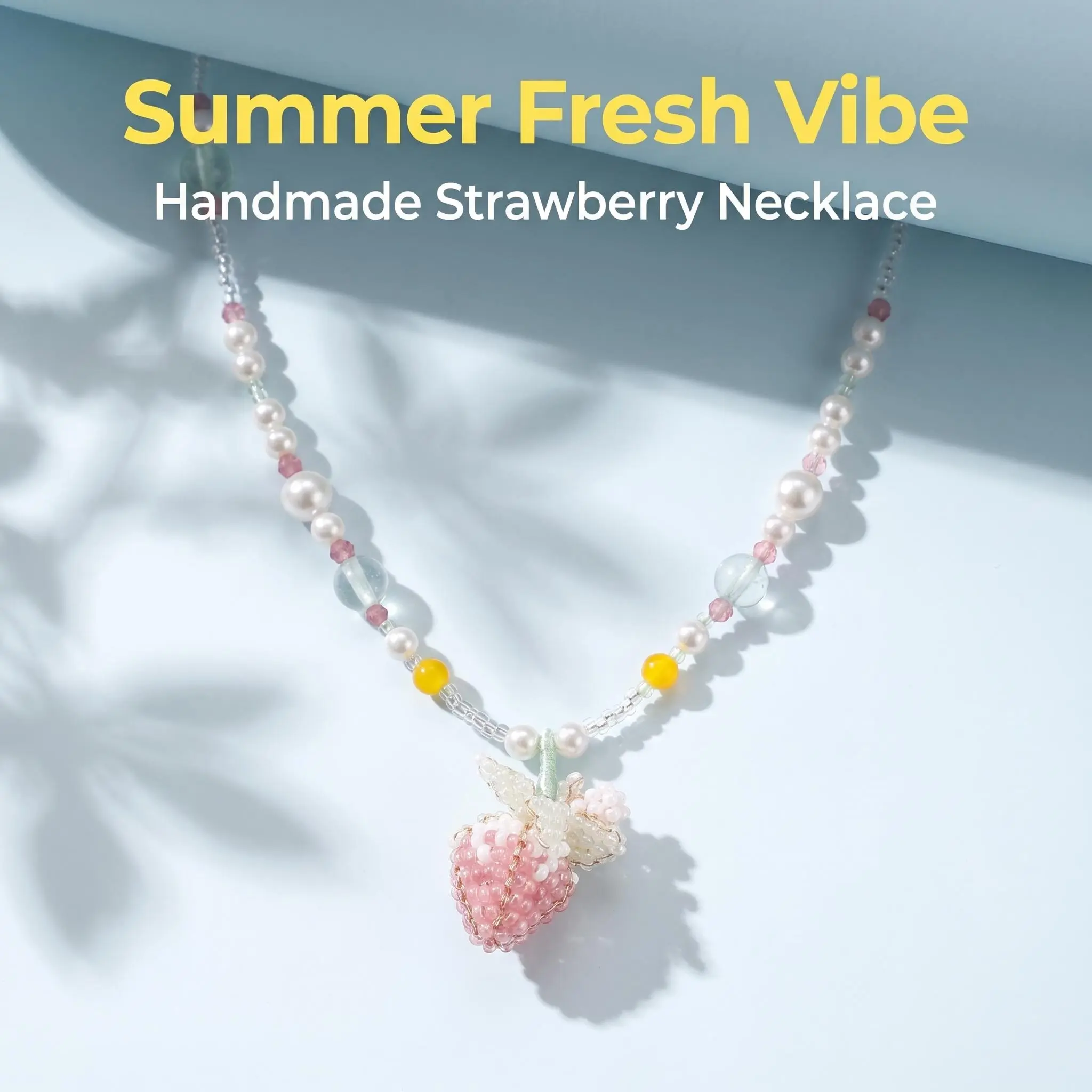 Women's Handmade Cottagecore Strawberry Beaded Fruit Necklace - Alloy, Simulated Pearl, Plastic Beads, Long Pendant Necklace for Adults' Daily Casual Wear
