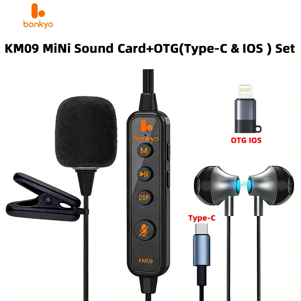 Bonkyo Sound Card Karaoke Headset with In-ear Monitoring | Voice Changer | Reverberation | Built-in Sound Card | Top Sound Quality | Karaoke Microphone | YourPortable Karaoke Headphones
