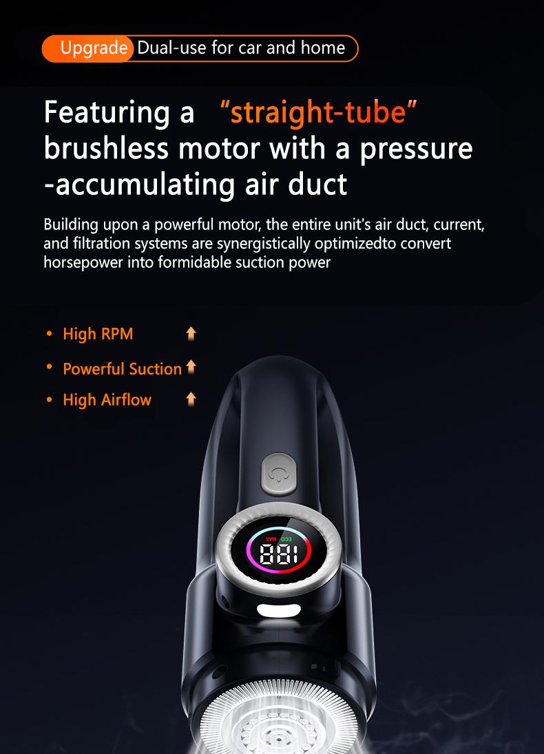 Vehicle and home wireless handheld vacuum cleaner, 2-in-1 car vacuum and blower, high power and strong suction, compact and mini handheld car interior cleaning machine, wet and dry car vacuum cleaner.
