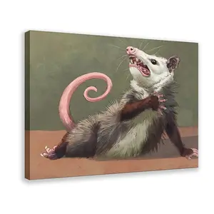 Funny Screaming Opossum Renaissance Oil Painting Style Canvas Wall Art for Dorm Living Room Office Relatable Mood Animal Decor Ready to Hang summerwins,summerwins