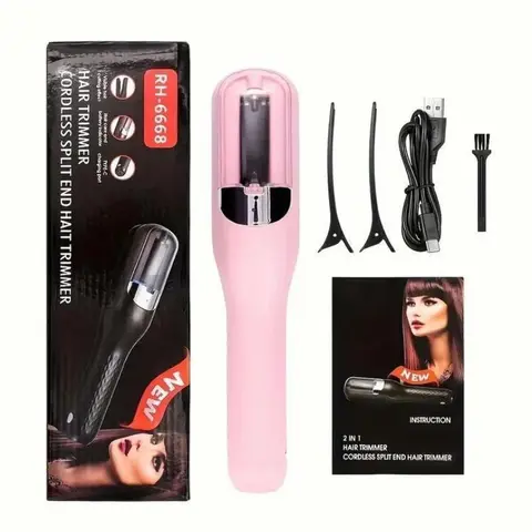 Cordless Rechargeable Automatic Hair Trimmers & Clippers for Adults - Battery-Powered Precision Split End Trimmer, Type-C Charging, 45-50 Min Run Time, ABS Plastic Portable Personal Care Appliance with Hair Shape Function, Yes