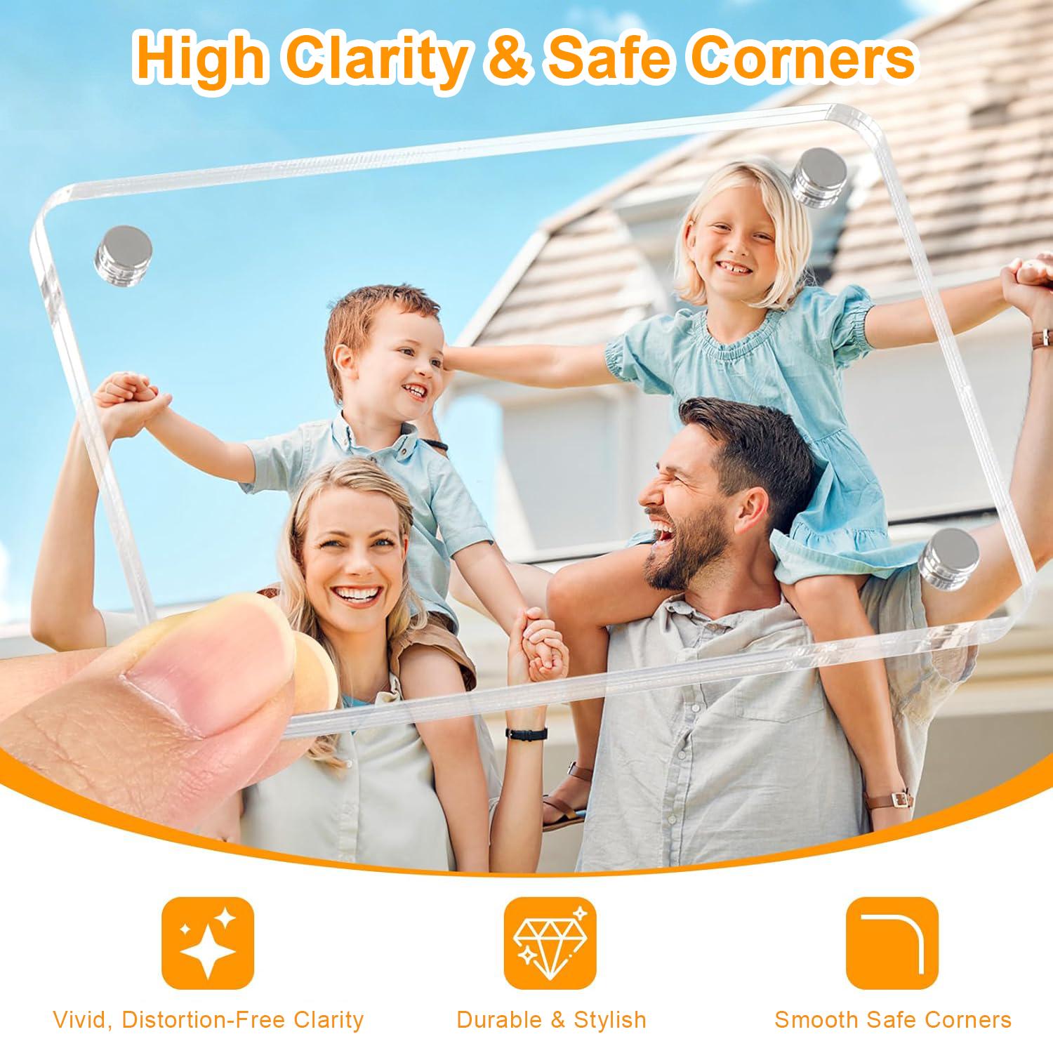 2-Piece Car Picture Holder Set, Acrylic Magnetic Personalized Photo Holder Car Accessory and Visor Clip, Personalized Car Picture Frame Suitable for Adding Family or Personal Photos