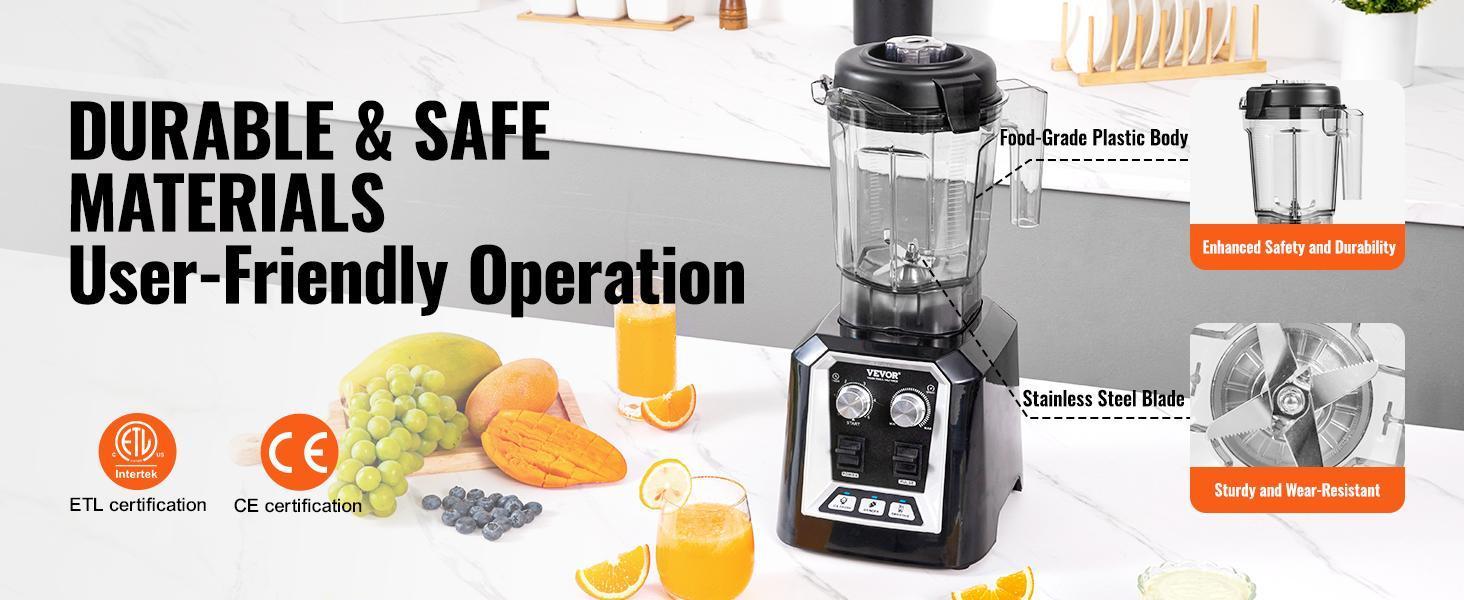 【Backtoschool】VEVOR Professional Blender,  Commercial Countertop Blenders, 68 oz Jar Blender Combo, Stainless Steel 3 Functions Blender, for Frozen Drinks, Shakes, Smoothies, Peree, and Crush Ice