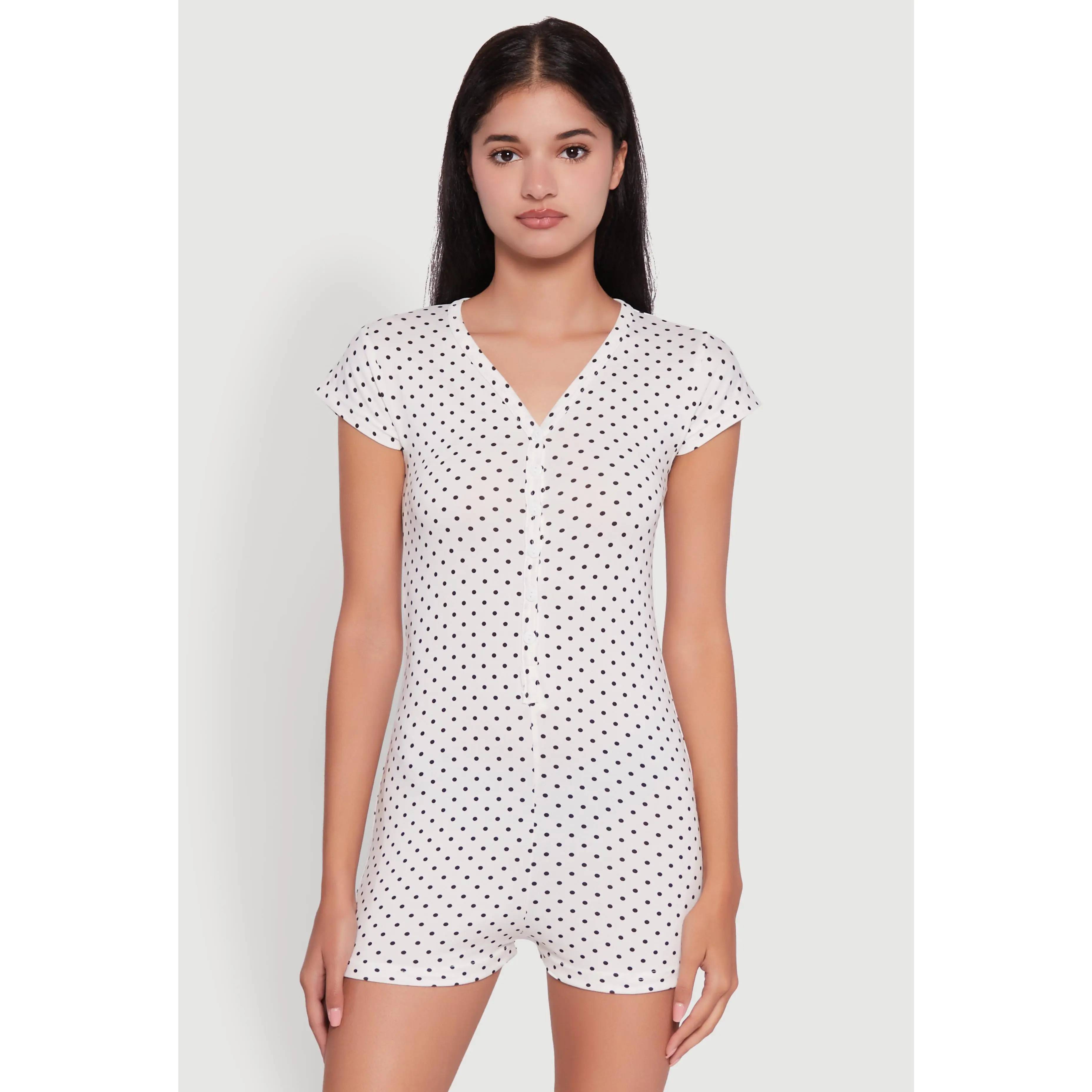 Drama Queen Graphic Polka Dot Pajama Romper